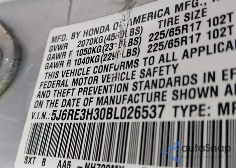 2011 Honda Cr-V Lx z USA, uszkodzony, nr VIN 5J6RE3H30BL026537